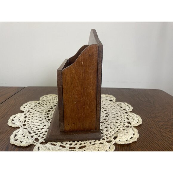 Vintage 1960’s Hand Crafted Wooden Letter Holder Desk Top Style Caddy Organizer - Picture 7 of 12